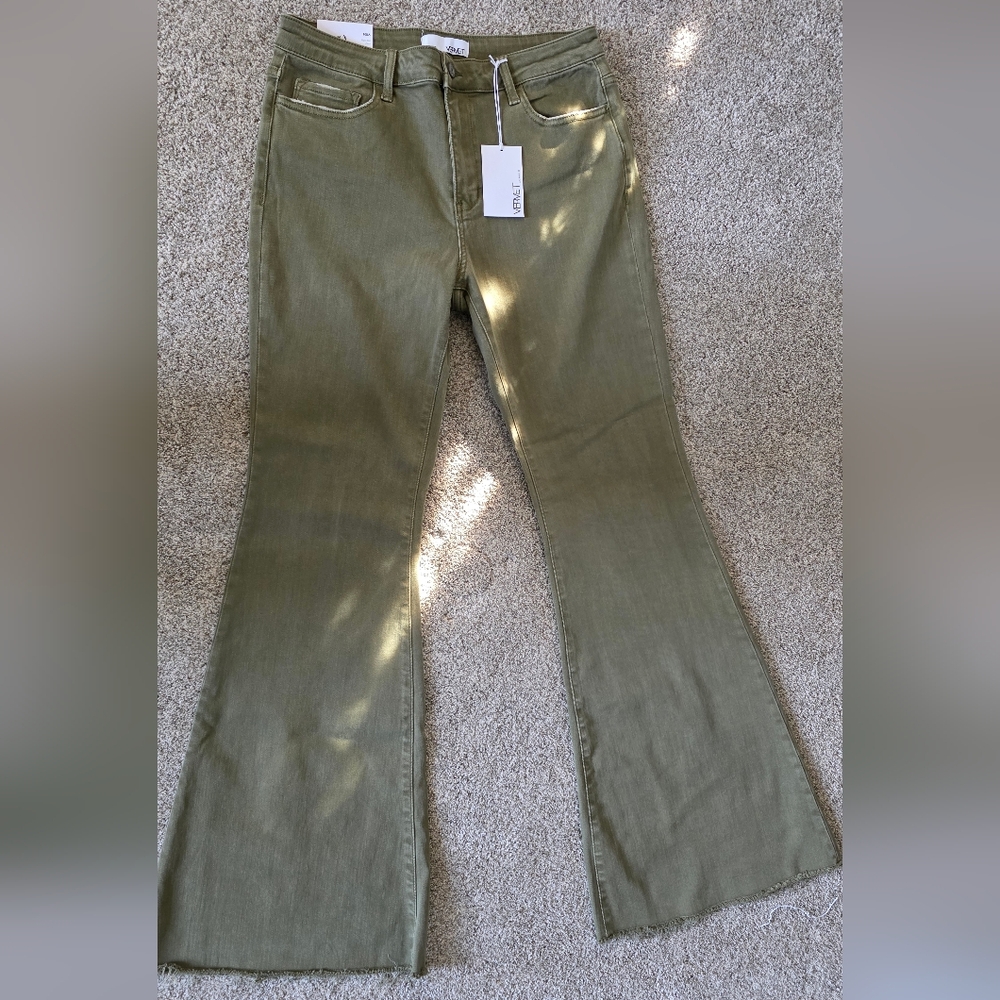 Elegant Olive Wide Leg Jeans